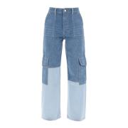 Cargo Zak Twee-Tinten Denim Jeans Ganni , Blue , Dames