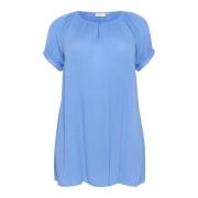 Flow Tuniek Blouse Korte Mouw Kaffe Curve , Blue , Dames