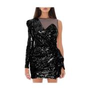 Zwarte paillettenjurk met strik Elisabetta Franchi , Black , Dames