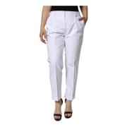 Witte katoenen taps toelopende broek met logo Dolce & Gabbana , White ...