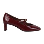 Glanzende gesp pumps met sculpted hak DEL Carlo , Red , Dames