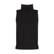 Zwarte Gebreide Top Stijlvol Model Armani Exchange , Black , Dames