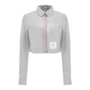 Geknipte Flanellen Overhemd met Gestreepte Details Thom Browne , Gray ...