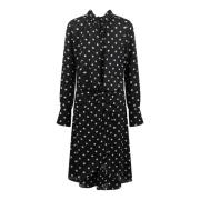 Polka Dot Midi Jurk met Plooien Nina Ricci , Black , Dames