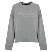 Grijze katoenen trui met logoborduursel Max Mara Weekend , Gray , Dame...