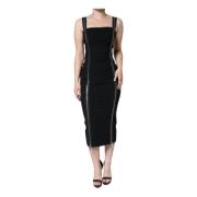 Zwarte Sheath Midi Jurk met Rits Dolce & Gabbana , Black , Dames