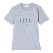 Korte mouwen ronde hals T-shirt Fendi , Gray , Dames