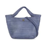 Blauwe Leren Winkelmand met Pochette Majo , Blue , Dames