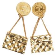 Pre-owned Fabric earrings Chanel Vintage , Yellow , Dames