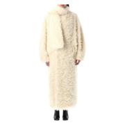 Off White Faux-Fur Lange Jas Msgm , Beige , Dames