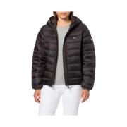 Gewatteerde Tape Hoodie Jas Tommy Hilfiger , Black , Dames