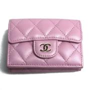 Pre-owned Leather wallets Chanel Vintage , Pink , Dames