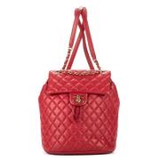 Pre-owned Leather backpacks Chanel Vintage , Red , Dames