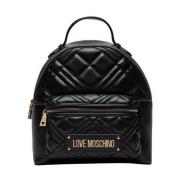 Gewatteerde Pu-rugzak in Zwart Love Moschino , Black , Dames