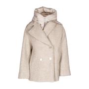 Korte wollen peacoat met afneembare capuchon Duno , Beige , Dames