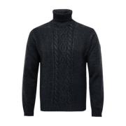 Turtle Neck Gebreide Trui Blauw Marine MCS , Gray , Heren