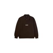 Kwart Zip Fleece HUF , Brown , Heren