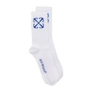 Blauw Logo Lange Witte Sokken Off White , White , Heren