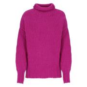 Fuchsia Wol Jumper Hoge Hals Sweater Lanvin , Pink , Dames