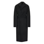 Zwarte Wol Kasjmier Jas Capuchon Yohji Yamamoto , Black , Dames