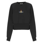 Zwarte Cropped Sweatshirt met Orb Borduurwerk Vivienne Westwood , Blac...