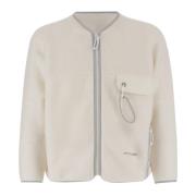 Wollen V-hals Rits Sweater And Wander , White , Heren