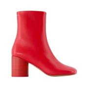 Rode Leren Anatomische Enkellaarzen MM6 Maison Margiela , Red , Dames