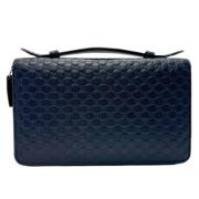 Pre-owned Leather travel-bags Gucci Vintage , Blue , Heren