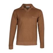 Lange mouw wollen poloshirt Irish Crone , Brown , Heren