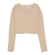 Retro Longsleeve Crew Neck T-shirt Karl Kani , Beige , Dames