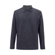 Blauwe Wollen Poloshirt Corneliani , Blue , Heren