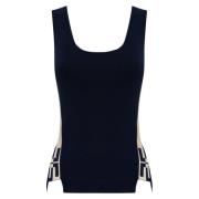 Mouwloze Gebreide Top met Logobanden Elisabetta Franchi , Black , Dame...