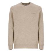 Beige Wol Crewneck Sweater Geborduurd Logo Saint Barth , Beige , Heren