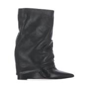 Zwarte Leren Pijl Teen Hak Laarzen The Seller , Black , Dames