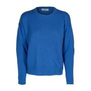 Dames Crewneck Trui. Lange Mouw, Wol-Kasjmier Mix Kangra , Blue , Dame...