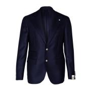 Heren wollen blazer met metalen knopen L.b.m. 1911 , Blue , Heren