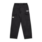 Zwarte Daicock Print Broek met Handborstel Evisu , Black , Heren