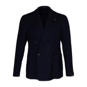 Heren blazer. Dubbelrijig model met peak revers. Regular fit. Opgestik...