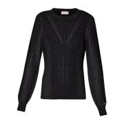 Slim Lurex Gebreide Top Liu Jo , Black , Dames