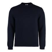 Geribbelde Crew-Neck Wollen Trui Malo , Blue , Heren