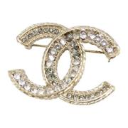 Pre-owned Metal brooches Chanel Vintage , Yellow , Dames