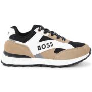 Junior zwart wit kameel sneakers Boss , Black , Dames