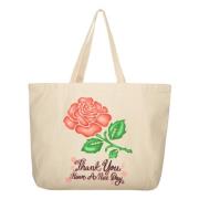 Canvas Tote Tas met Voorprint Market , Beige , Heren