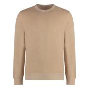 Cashmere trui met ronde hals en geribbelde randen Malo , Beige , Heren