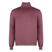 Cashmere Turtleneck Pullover Ribbed Knit Edges Malo , Pink , Heren