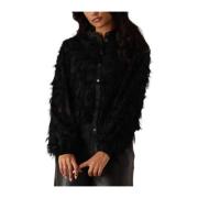 Elegante Fringe Fluffy Blouse Summum Woman , Black , Dames