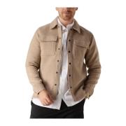 Heren Overshirt Regular Fit Stijlvol Shirt Pure Path , Beige , Heren