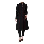 Zwarte Wol Zijde Trenchcoat Jas Dolce & Gabbana , Black , Dames