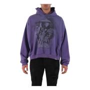 Katoenen Hoodie met Vintage Print Represent , Purple , Heren