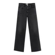 Relaxed Straight Jeans Agolde , Black , Dames